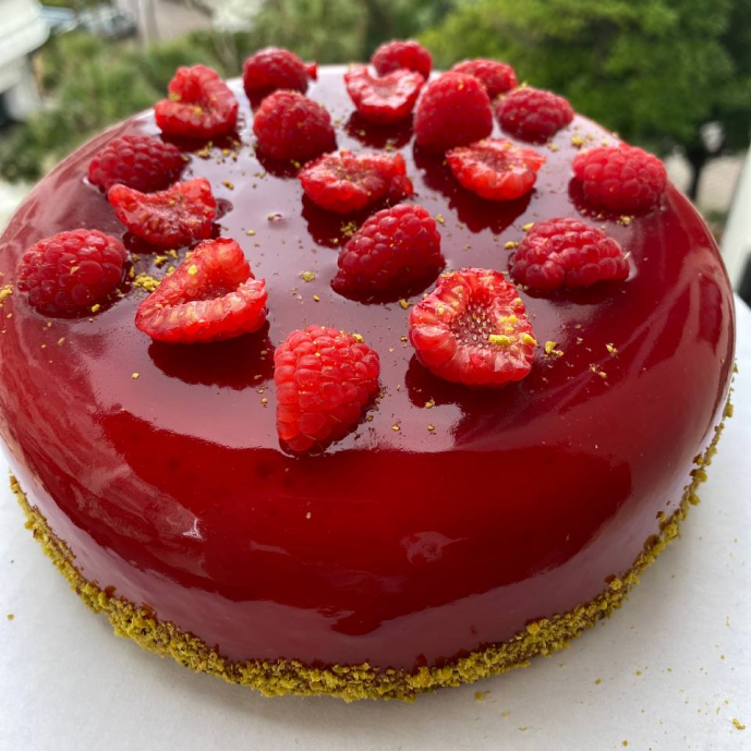 Vegan Pistachio with Raspberry Cake
